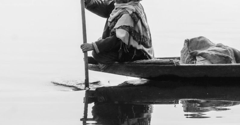Rowing - Old Woman Rowing in Boat